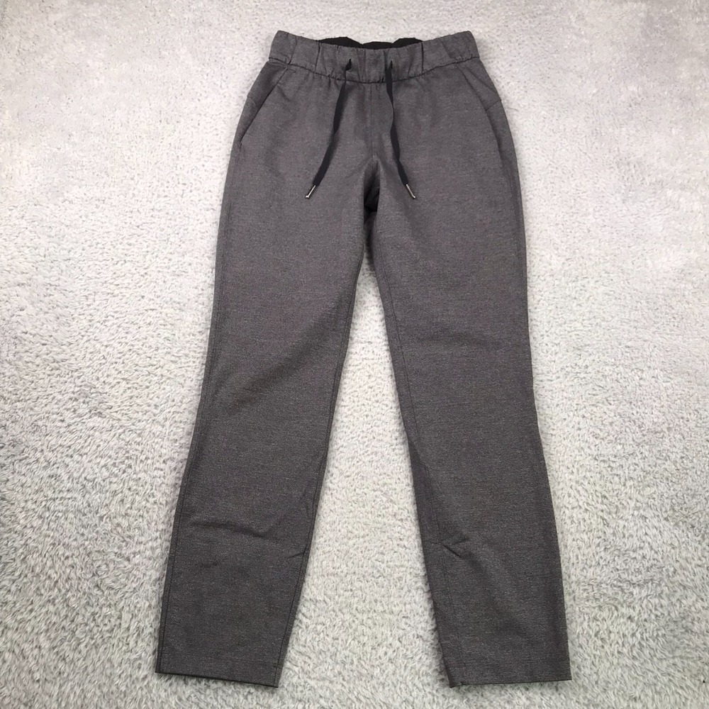 Lululemon On The Fly Pants Womens 2 (26x27) Heather Black Luxtreme Drawstring